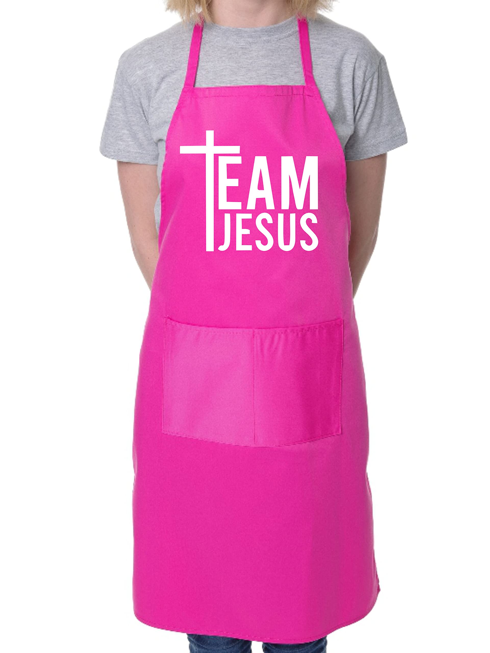 Print4u Unisex Pink Team Jesus Baking Apron Church Christian Birthday Gift Cooking Bbq