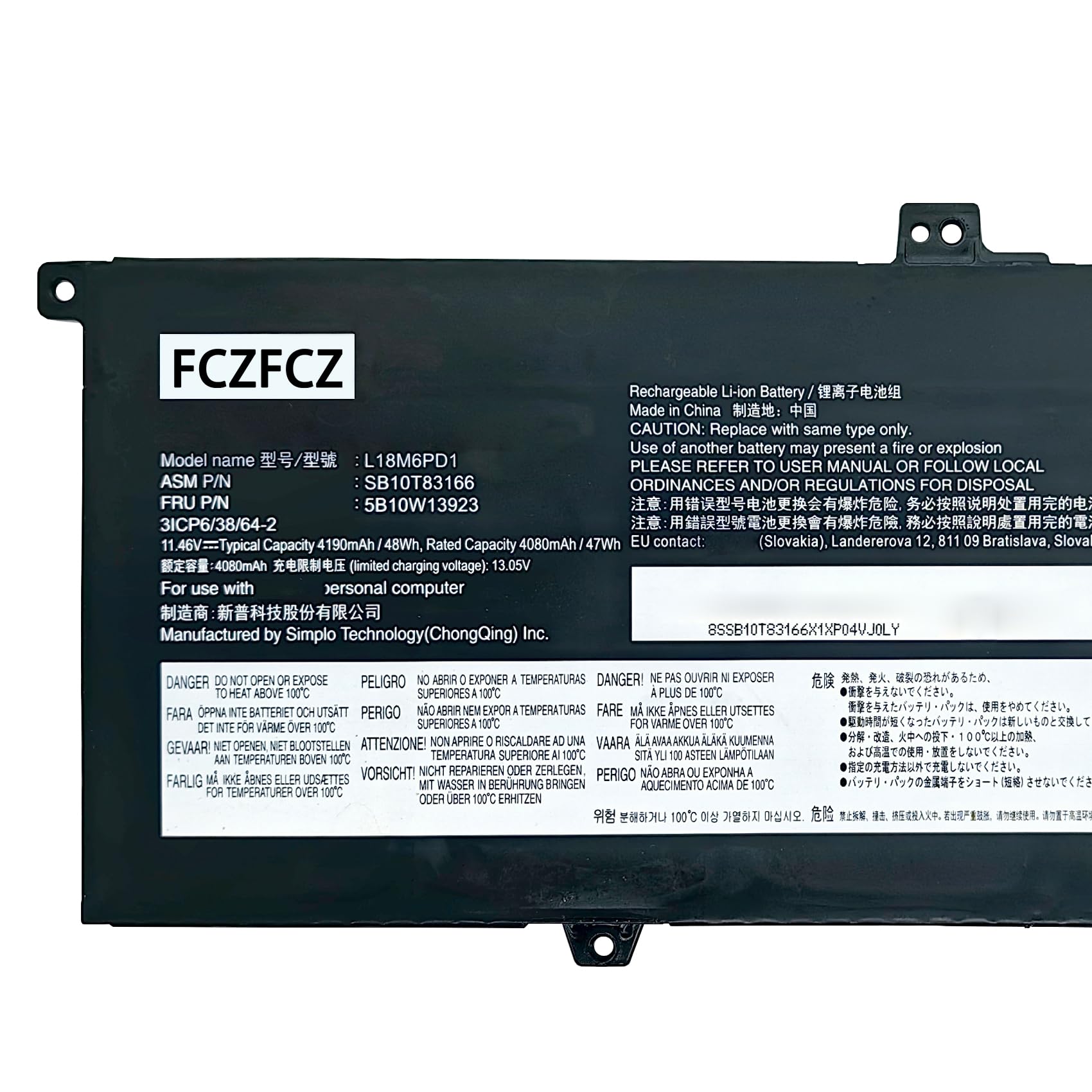 Amazon.com: FCZFCZ L18M6PD1 Battery 48Wh 4190mAh Replacement for