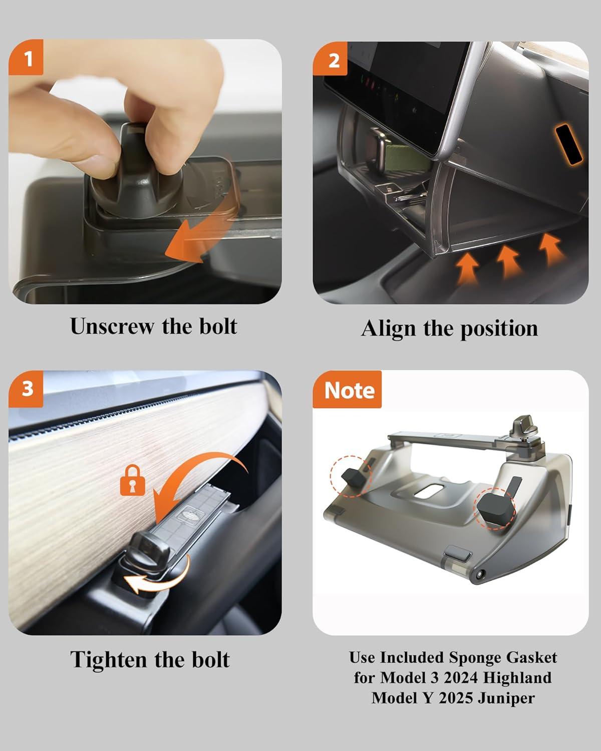 Hidable Under Screen Storage for Tesla Model 3 Model Y 2016-2026, Upgrade Damping Slides and Press Switch Design, Open and Close Center Console Organizer Tray with Anti-Slip Pad