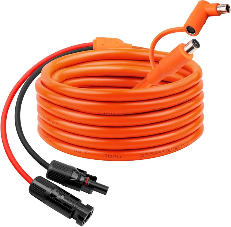20FT Solar Panel Connectors to DC 8mm Adapter Cable, 12AWG+14AWG Solar Cable Cord with DC8020/7909,Compatible with Jackery, Anker,GZ Yeti,BLUETT Portable Power Statio,Solar Generator
