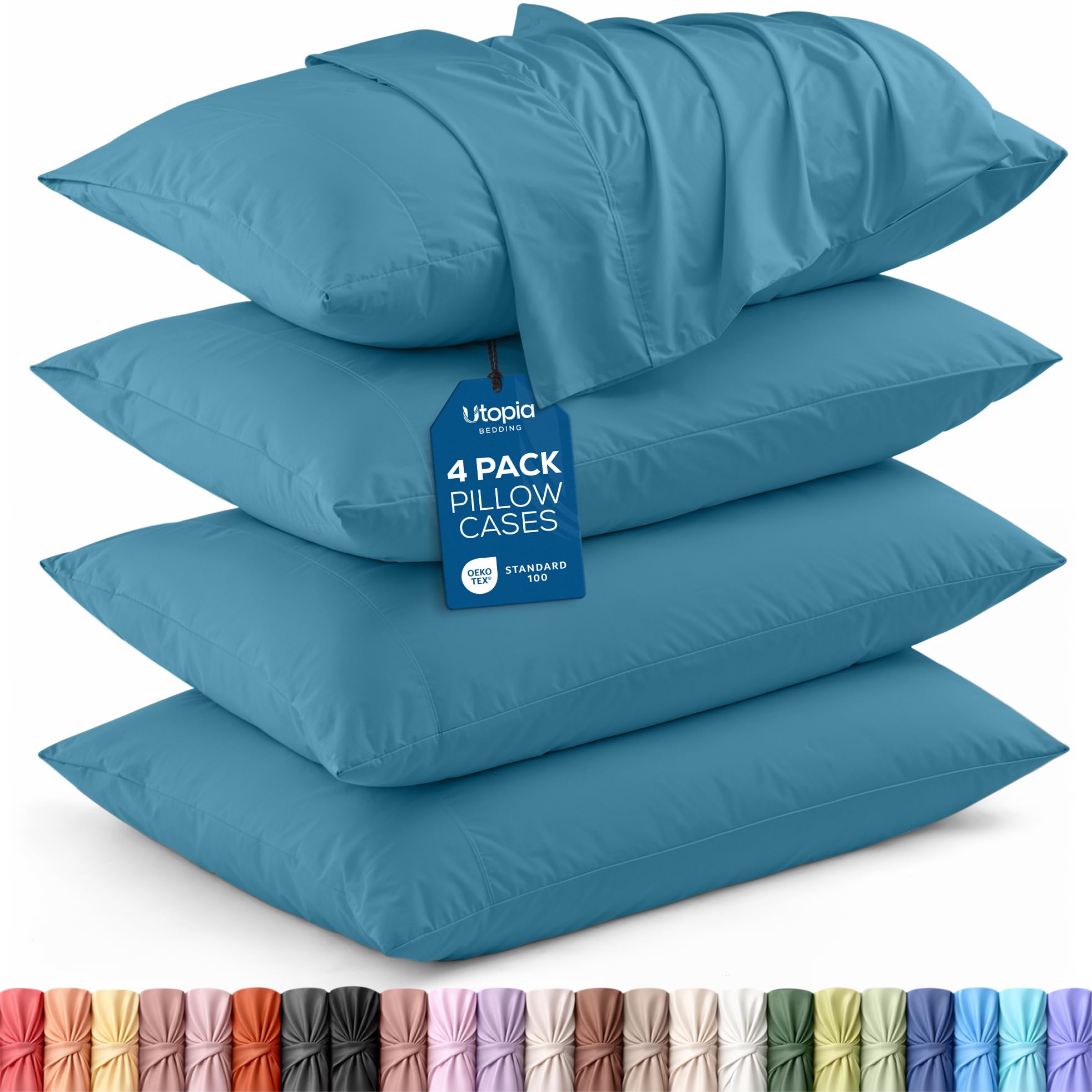 Utopia Bedding Standard Pillow Cases - 4 Pack - Envelope Closure - Soft Brushed Microfiber Fabric - Shrinkage and Fade Resistant Pillow Covers Standard Size 20 X 26 Inches (Standard, Denim Blue) โ image 1