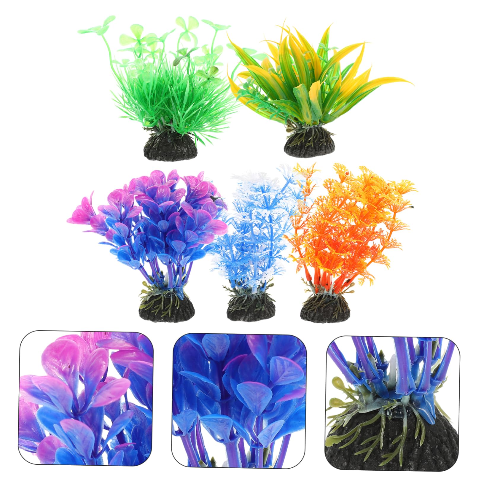 5 Set Decorazione Artificiale con Acquatica Piante Decorative per Acquari Decorazioni UV Artificiali per Acquari Piante Finte Finte Ornamenti in Plastica per 5 Pezzi*5