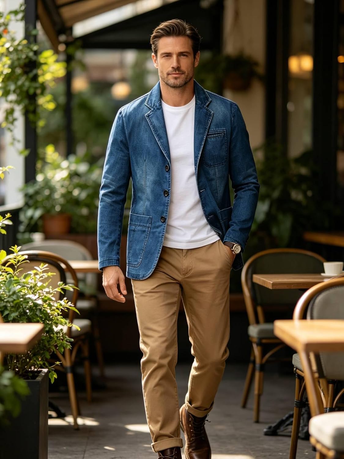 Men's Blazer Jacket Cotton Suit Sport Coat Casual Regular Fit Autumn Busniess Jackets