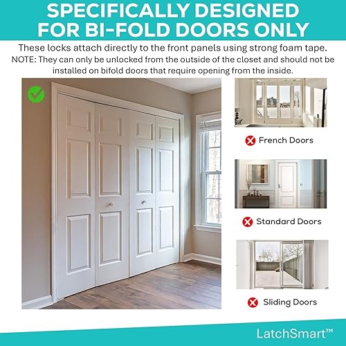 Miniatura 3 de Cerradura de puerta plegable (paquete de 2), se cierra automáticamente, cerradura de seguridad para niños y mascotas exclusivamente para armarios y