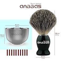 Vista 4 de Kit de afeitado Anbbas con brocha de cerdas de tejón puro, mango de madera negra y barra de jabón recargable de 100g, soporte de afeitado de acero
