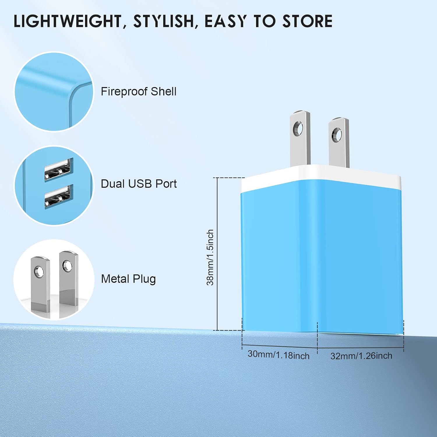 USB Charger 5v 2.4a,Cabepow [2Pack] Dual Port 12W USB Wall Plug,Charger Block Adapter Cube Replacement for iPhone Xs/XS Max/XR/X/8/7/6/Plus iPad Pro/Air/Mini, Galaxy9/8/7(ETL Certified)