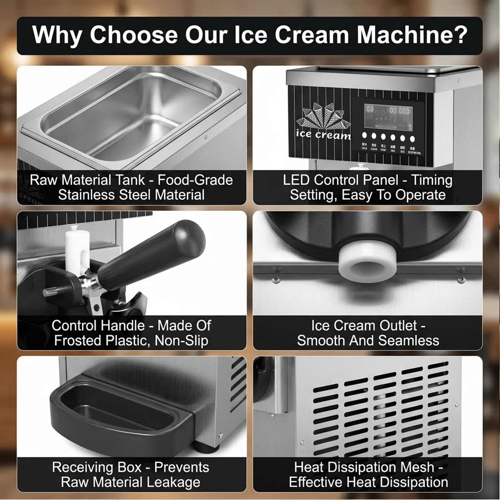 Macchina Gelato Soft Commerciale 450W 1 Gusto, Macchina da Banco, 4-8kg/H, Tramoggia 2,5L, Display LCD, Autopulizia, per Ristoranti e Gelaterie Purple-220V