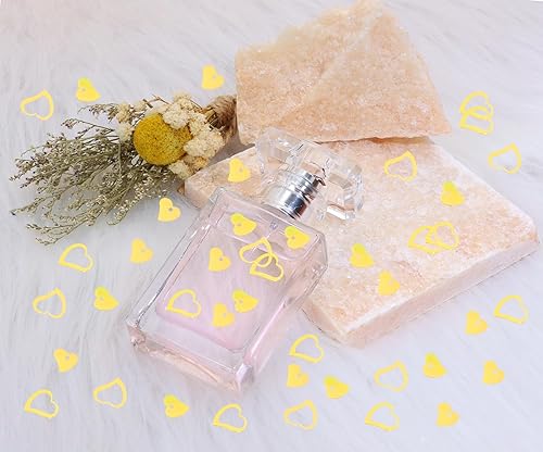 Miniatura 3 de ONLYKXY 1200 piezas de confeti en forma de corazón, decoración de mesa de boda, confeti con purpurina para fiesta de boda (amarillo brillante)