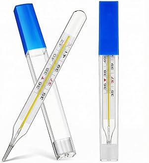 2Pc Glass Oral Temperature Adult Free Clinic Armpit Fast Reading Fever Indicator (℃ Large)