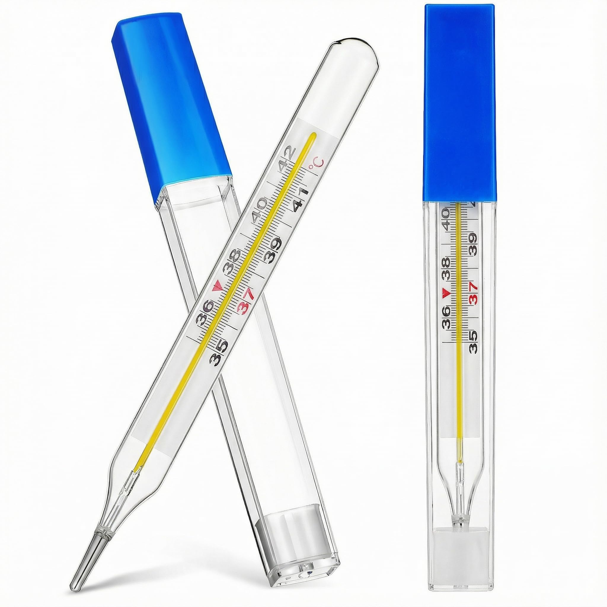 2Pc Glass Oral Temperature Adult Free Clinic Armpit Fast Reading Fever Indicator (℃ Large)