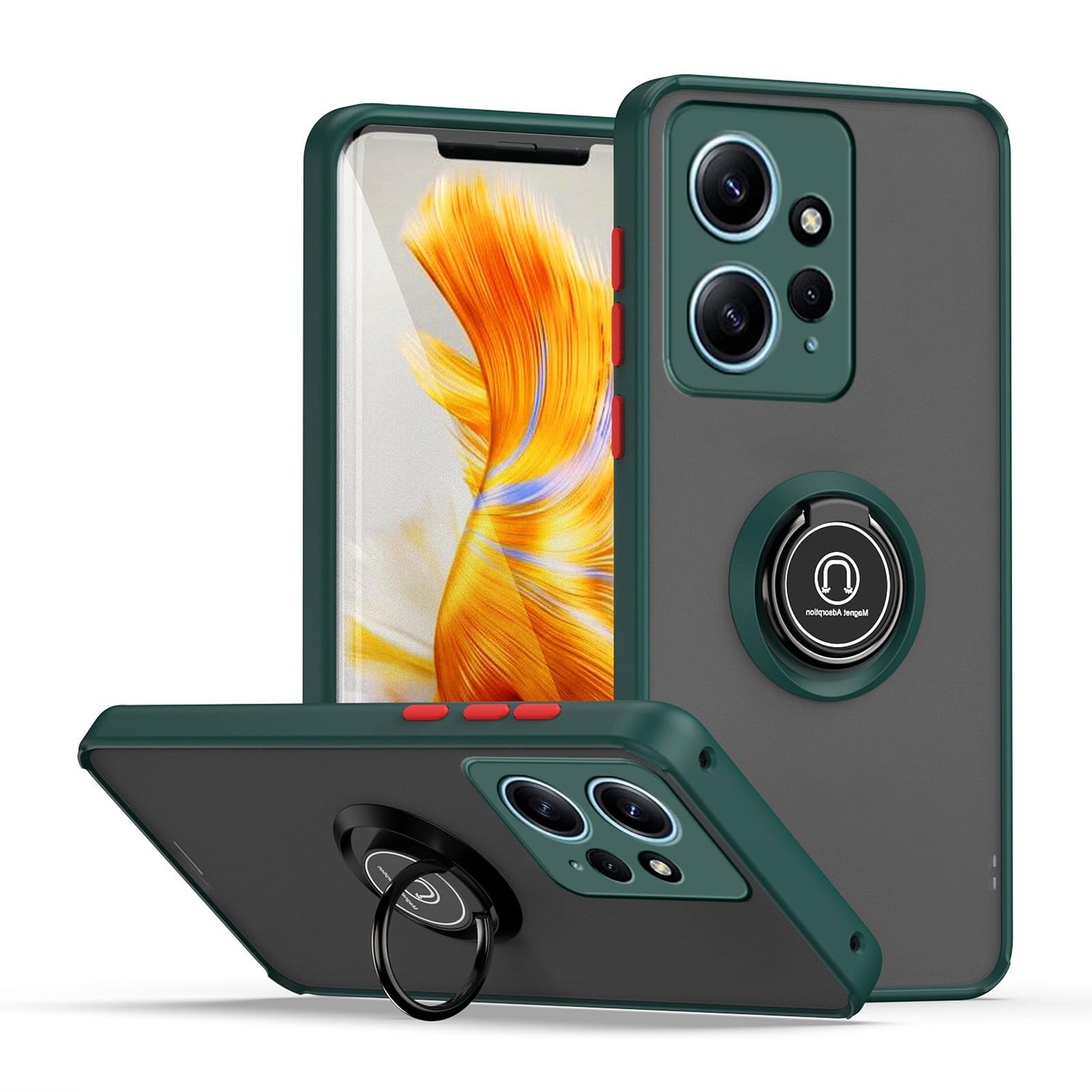 WBWONE Cover per Xiaomi Redmi Note 12 4G (6.67), TPU Silicone e PC Antiurto Custodia, Protettiva Case con Supporto Nascosto, Stile Punk Antiscivolo Protezione Shell, Bianco