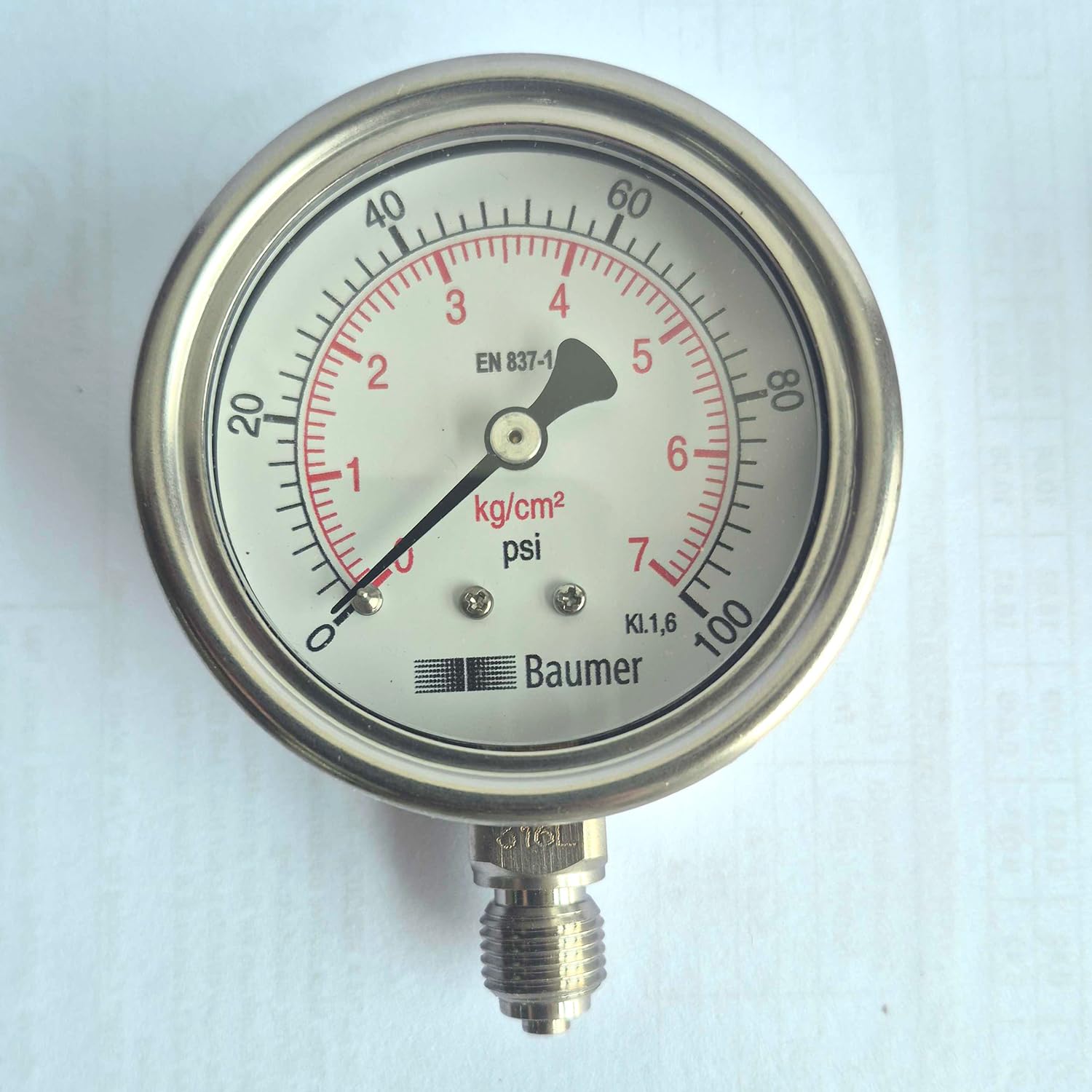 Baumer Pressure Gauge 63MM, 0-7 kg/cm2, Bottom Entry for Pharmaceutical, Oil, Refrigeration, HVAC & compressor industries-picture-26