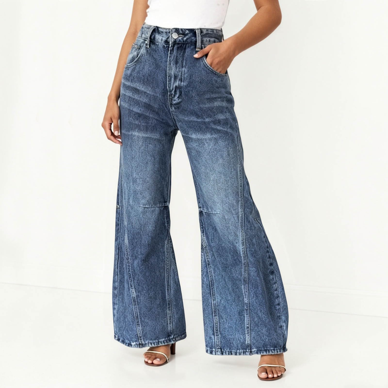 Jeans Mujer Ropa Pantalones Cargo Vaqueros Talla Grande Rectos De Anchos Vintage Elasticos Y2K Tallas Grandes Casual Baile Urbano