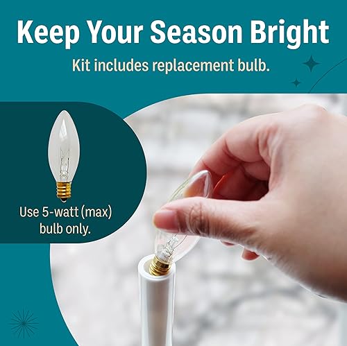 Miniatura 5 de Holiday Joy Kit de velas para ventana, paquete de velas eléctricas de 6 a 9 pulgadas de alto con sensor automático integrado, 2 bombillas y soporte