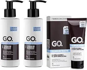 2 Cremes De Barbear Transparente Clinical Com Enzimas Cicatrizantes Anti Foliculite Pelos Encravados E Vermelhidão Go Man com Pós-barba clinical brinde