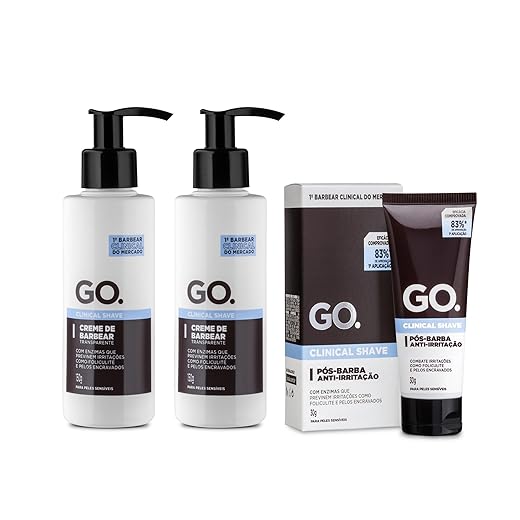 2 Cremes De Barbear Transparente Clinical Com Enzimas Cicatrizantes Anti Foliculite Pelos Encravados E Vermelhidão Go Man com Pós-barba clinical brinde