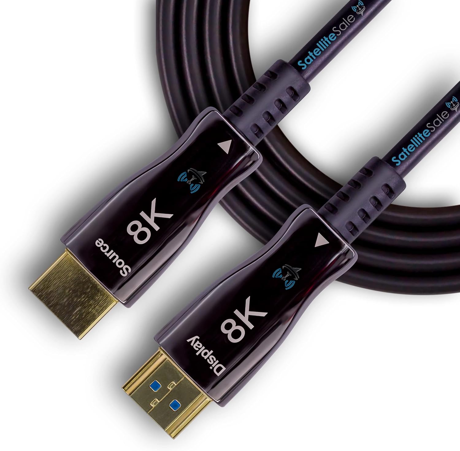 SatelliteSale Digital Fiber Optic 8K HDMI 2.1 Cable 8K/60Hz 48Gbps Universal Wire PVC Black Cord 330 feet