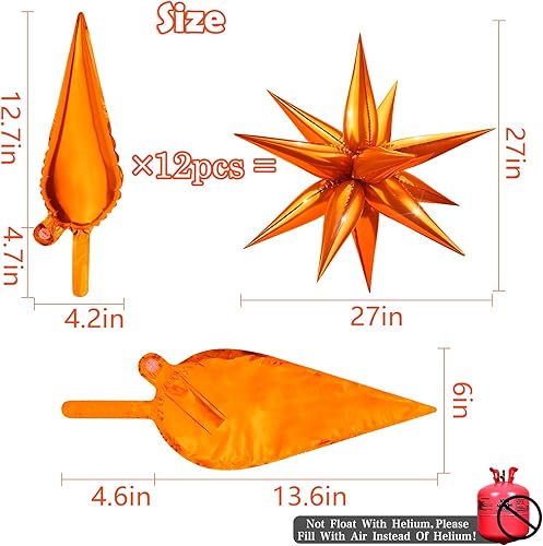 Miniatura 9 de Moukiween Globos de estrella de 12 puntos, 50 globos de papel de aluminio de explosión rosa intenso, globos de Mylar con cono de estrella para