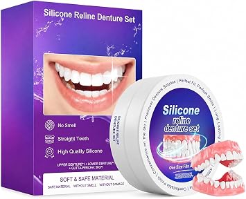 Sylovona Glow Dentures, Silicone Reline Denture Set,Silicone Material, Reline Design White, 1pcs