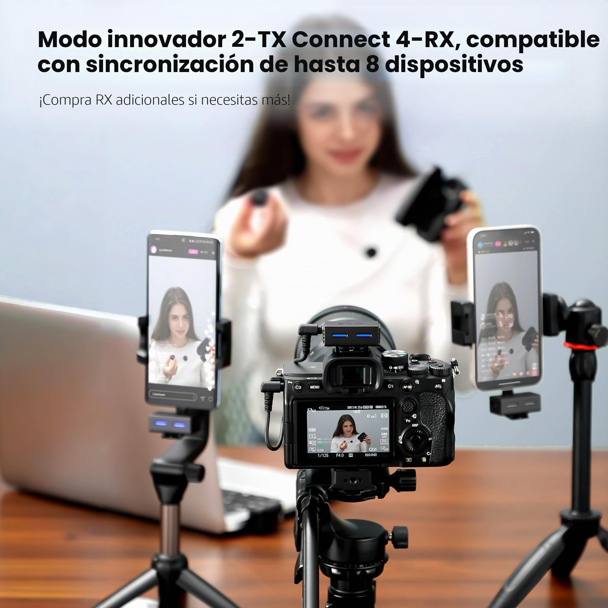 BOYA BOYALINK 3 - Micrófono Lavalier inalámbrico todo en uno para cámara/iPhone/Android, mini micrófono con micrófono de solapa de reducción de ruido IA, duración de 30 horas, rango de transmisión de