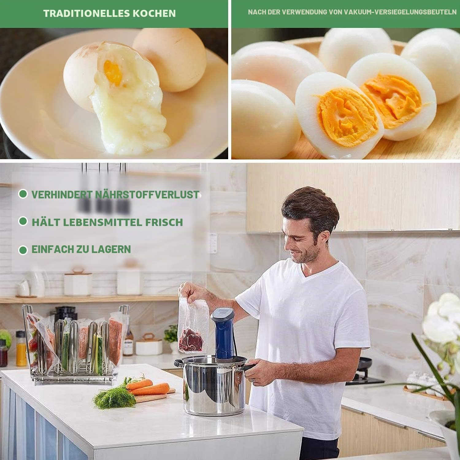 Vakuumversiegelungsbeutel 10 x 15cm/4 x 6 Zoll 100 Stück Lebensmittel Vakuumversiegelungsbeutel Geruchsschutzbeutel, Heavy Duty, Pannenschutz, kochfest, einfrierbar, BPA frei