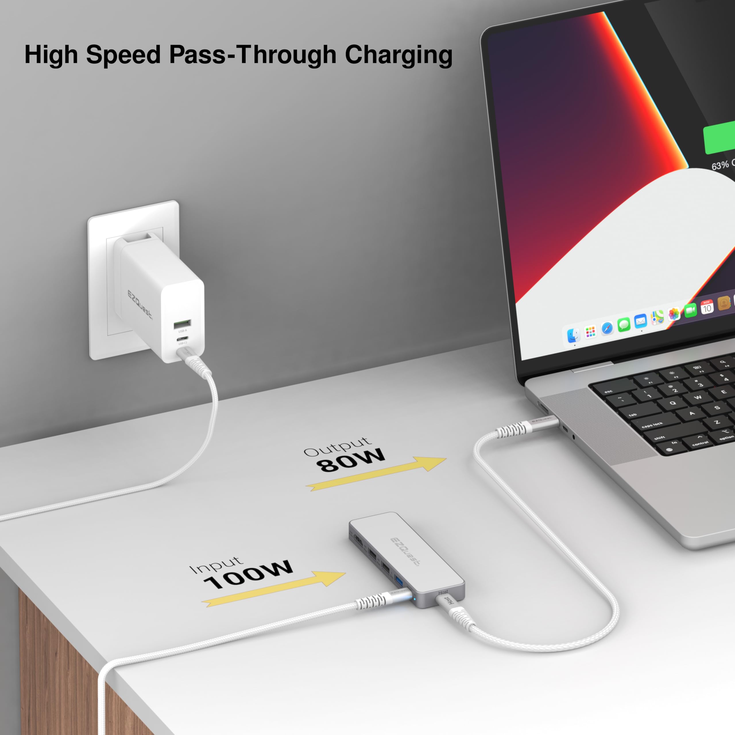 USB-C 5 en 1 Hub Pro Series: HDMI 4K 60Hz, carga PD de 100 W, datos USB 3.0, cable desmontable de 20 pulgadas. Adaptador multipuerto para MacBook Pro/Air, iPad, Windows, Thunderbolt 3/4
