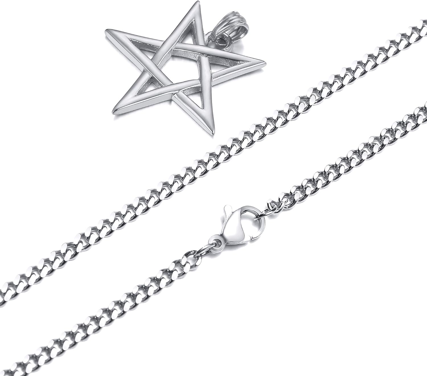 TempBeau Satanic Pentagram Baphomet Pendant Necklace - Handmade Upside Down Pentacle Link Chain, Satanism Church Punk Gothic Men Women Jewelry Gifts, 24" Satan Goat Necklace - Image 6