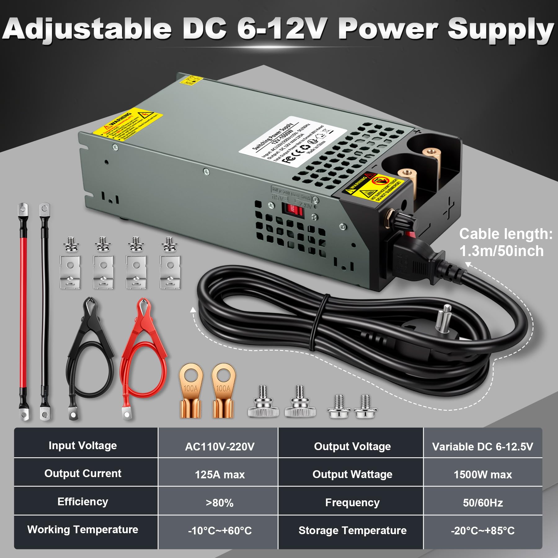 6-12V DC Netzteil Einstellbar 125A 1500W Schaltnetzteil AC auf DC