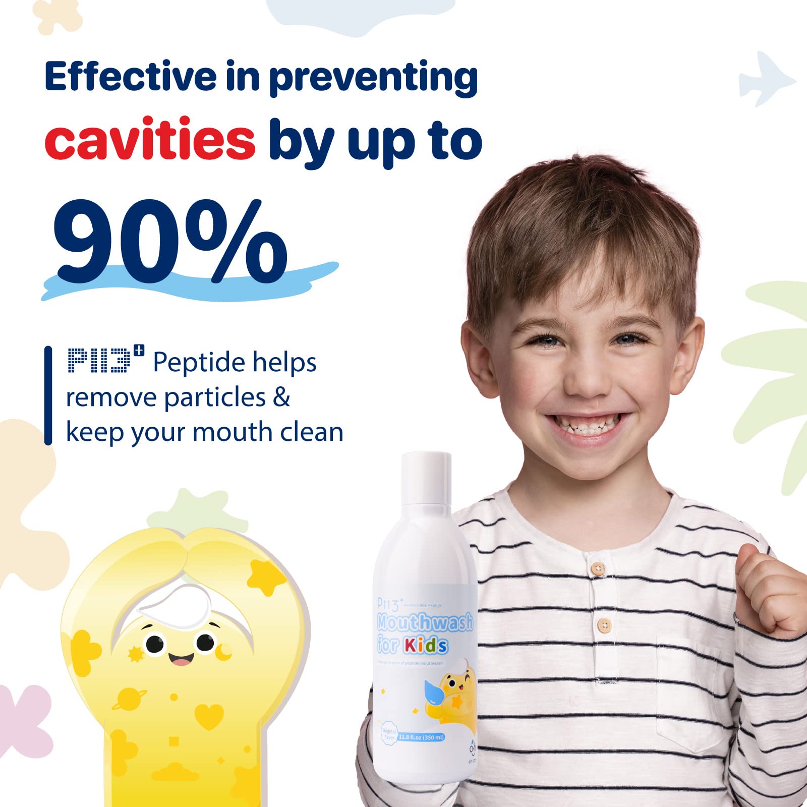 oh care Kids mouthwash, Alcohol Free Mouthwash for Kids, Natural P113+, Original Flavor, 11.08 fl oz