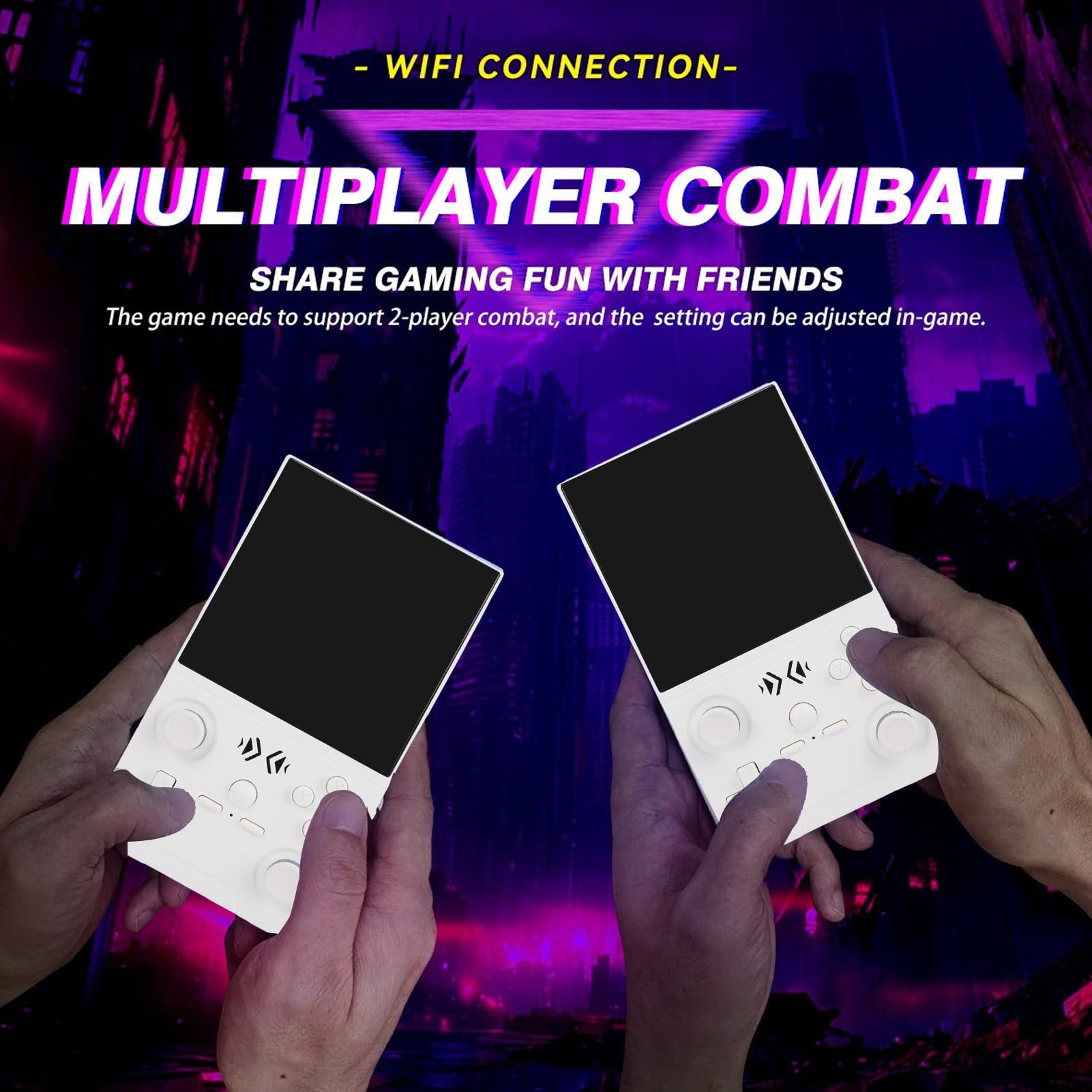 CHICIRIS Handheld-Spielekonsole, 4-Zoll-HD-Bildschirm mit Open Source, Wiederaufladbar über WLAN, Unterstützung für -Systeme (White)