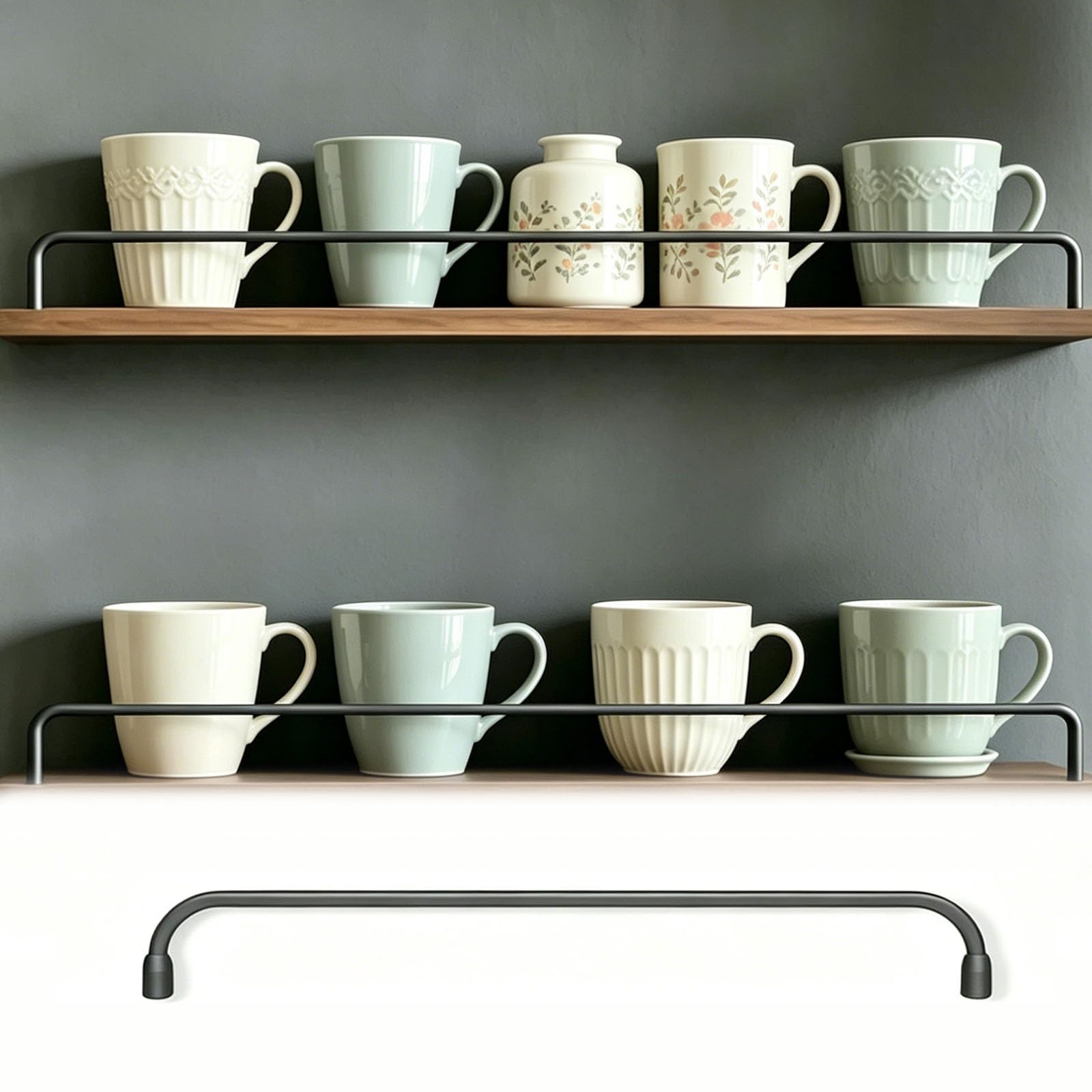 HDYZJQ Decorative Tipping Cabinets Shelf Guard Rails, Shelf Railing Hardware for Wood Bookshelf & Shoe Racks & Display Cabinet, Closet Storage Gallery Rail(12pack,60"/152cm)