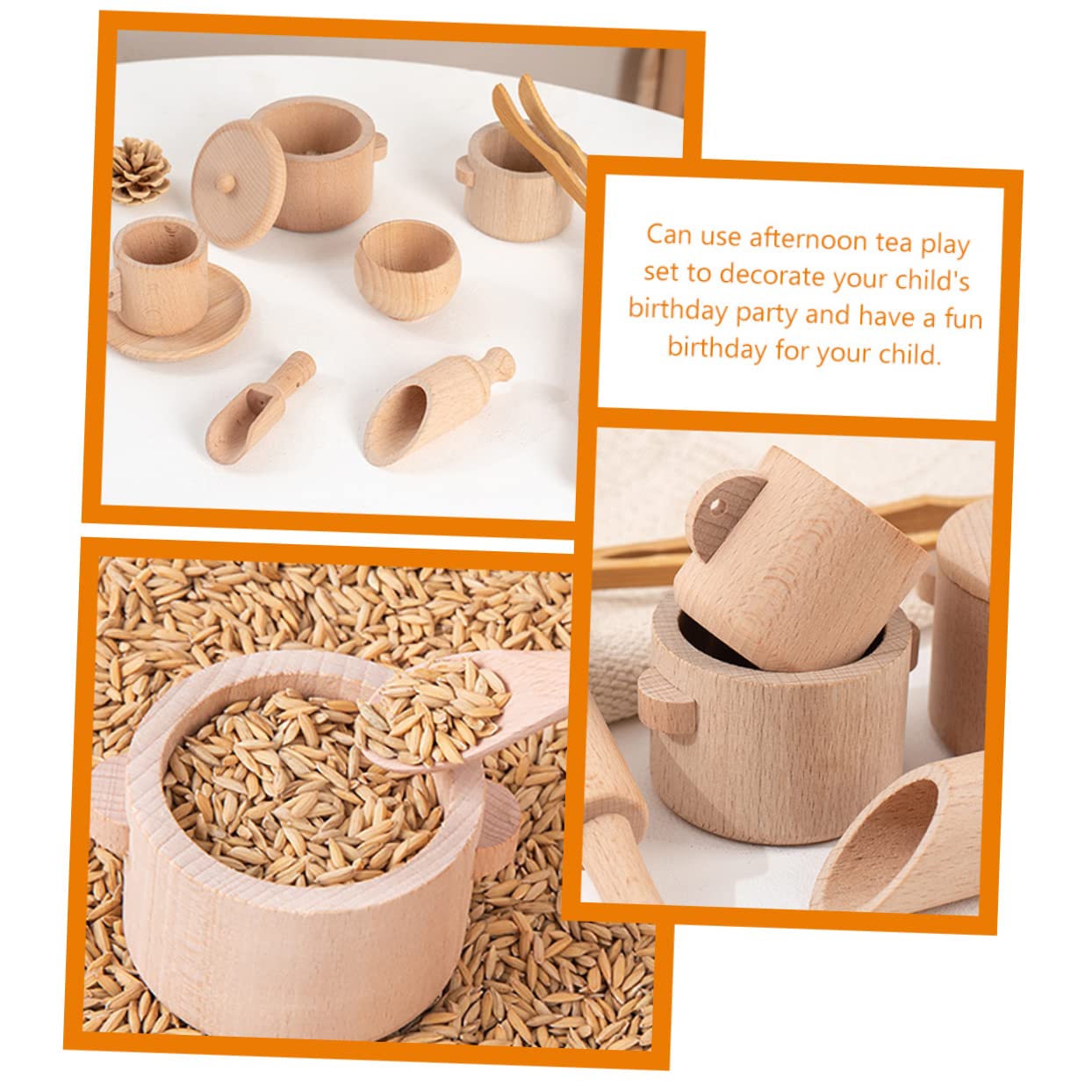 Tè Legno Finzione per Tea Party Dei Kit Interattivo Ruolo e Sviluppo Sensoriale per Feste con Genitori e