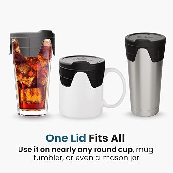 Jokari Silicone Cup Cover 2 Pack Stretch Fit Spill-Proof Coffee Mug Lid | Hot Drinks Tea Cocoa Dishwasher Safe, Spill-Proof Seal, Keeps Drinks Hot Longer, Universal Fit for Most Cups and