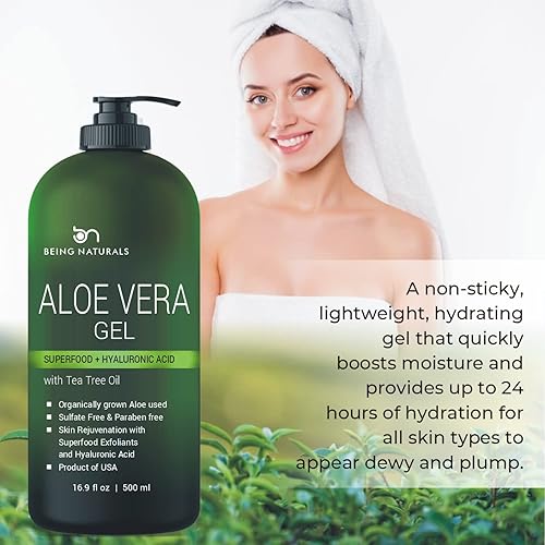 Miniatura 13 de Gel de aloe vera 100% puro orgánico infundido con Matrixyl 3000 (péptidos), cúrcuma, humectante natural crudo para cara, cuerpo, cabello. Perfecto