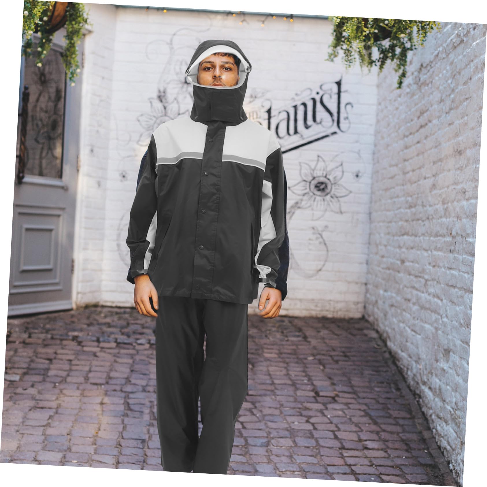 Motorrad Regenanzug Herren 2xl Schwarz Grau Winddicht Und Wasserabweisend Regenschutz Jacke Hose Outdoor Motorradbekleidung Für Herren Ganzjahres Schutz