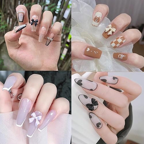 Miniatura 5 de 300 lazos 3D para uñas, variedad de colores, bonitos dijes de uñas, diamantes de imitación de resina mixta, bolas doradas y plateadas, para