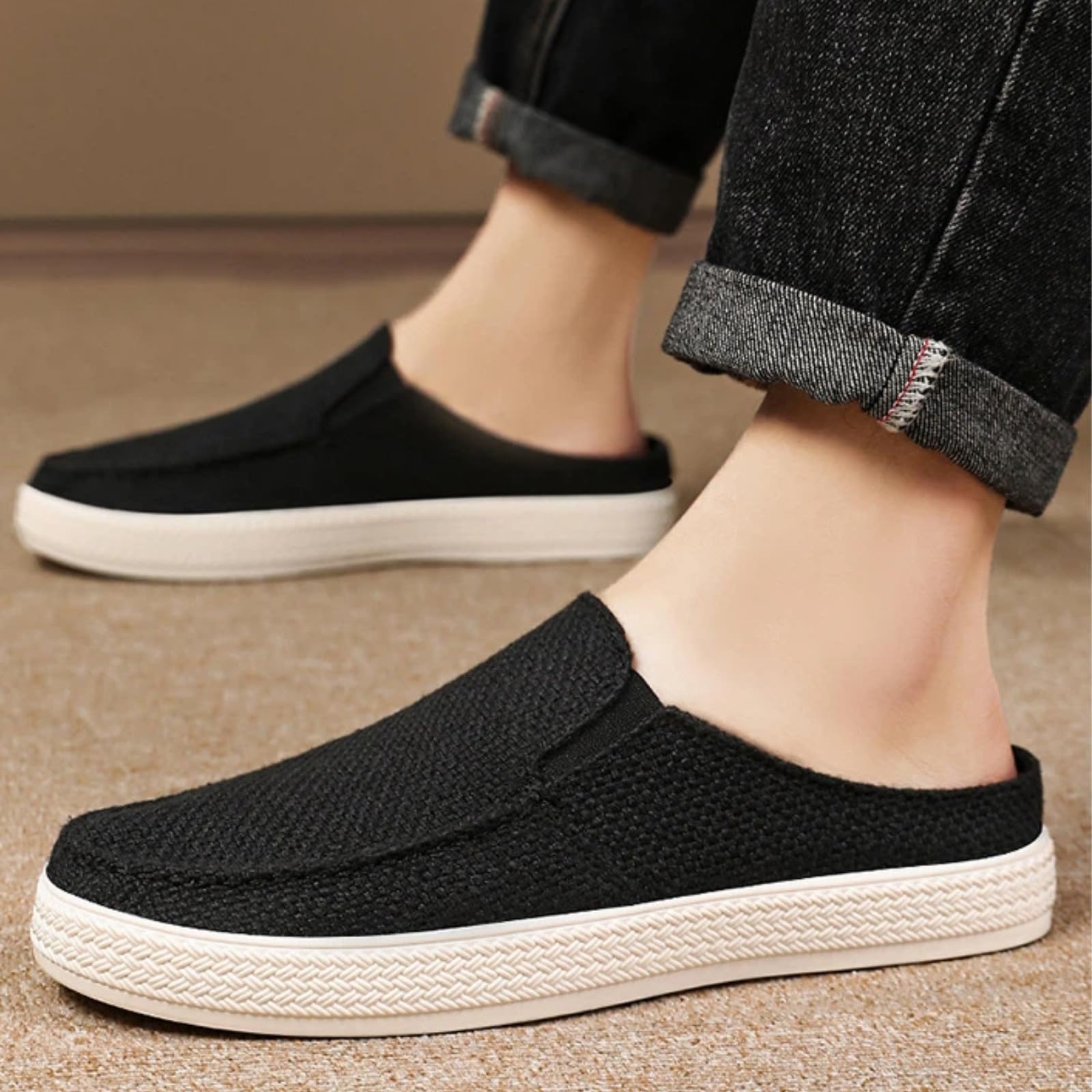Męskie buty z tkaniny niski top wsuwane oddychające wygodne buty do
