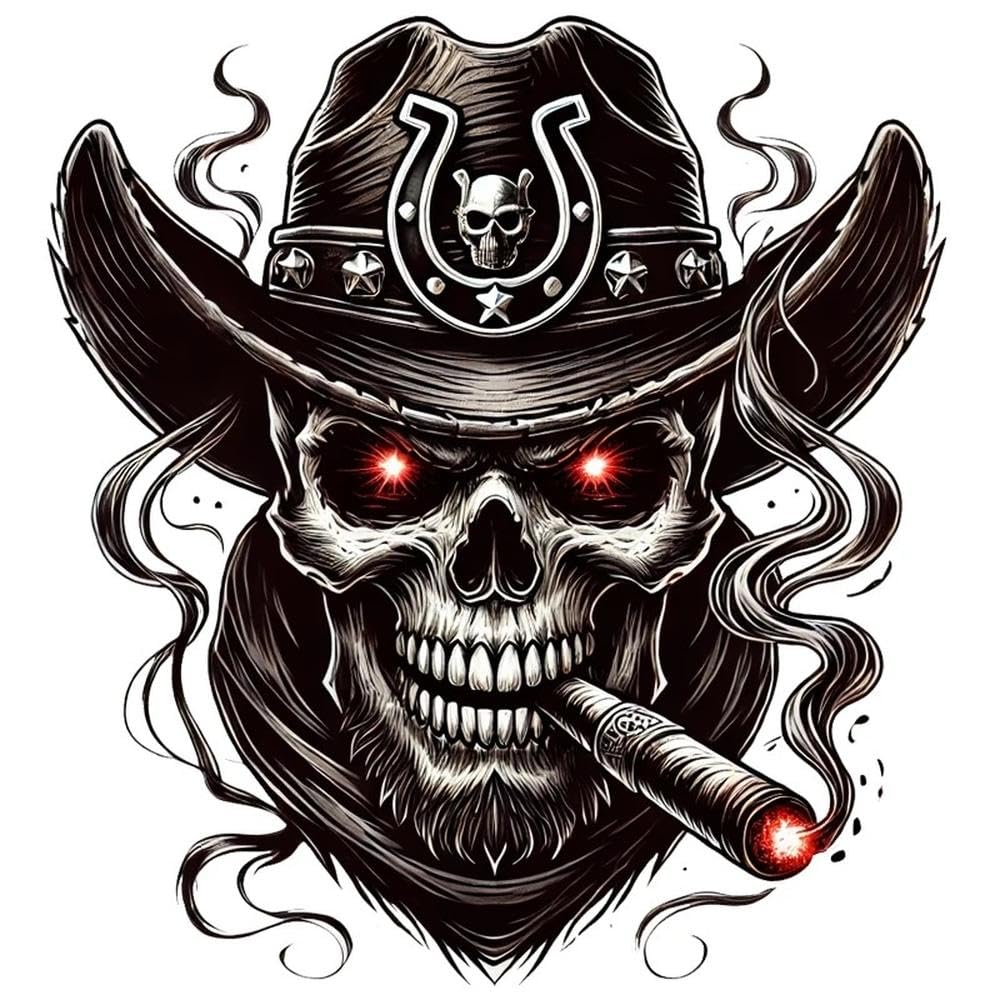 Western Cowboy Skull Car Stickers Halloween Decorations Decals(B)