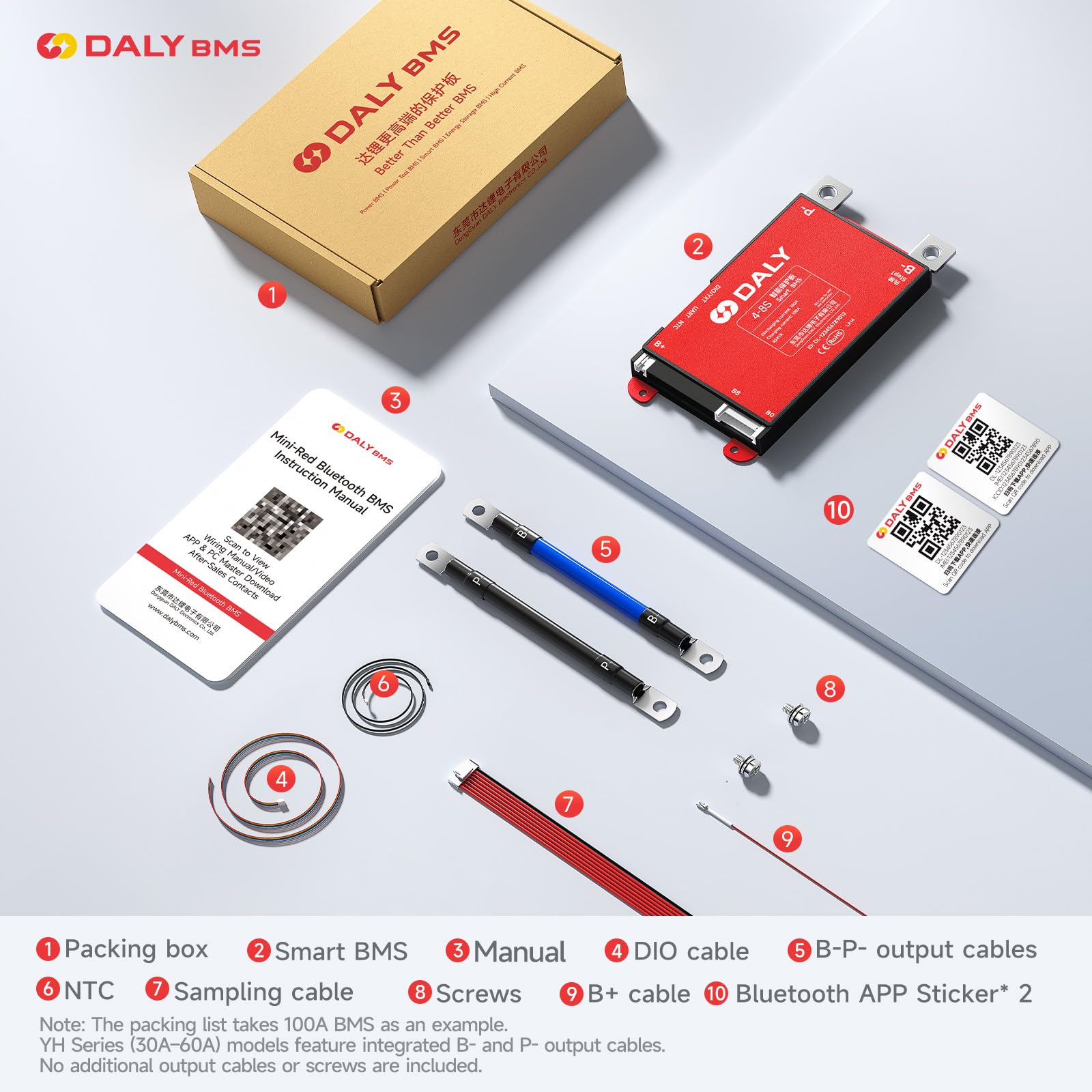 DALY BMS 12V bis 24V 40A – Integriertes Bluetooth Smart Lithium Batteriemanagementsystem für 4S – 8S Li-Ion, LiFePO4 und LTO Akkupacks