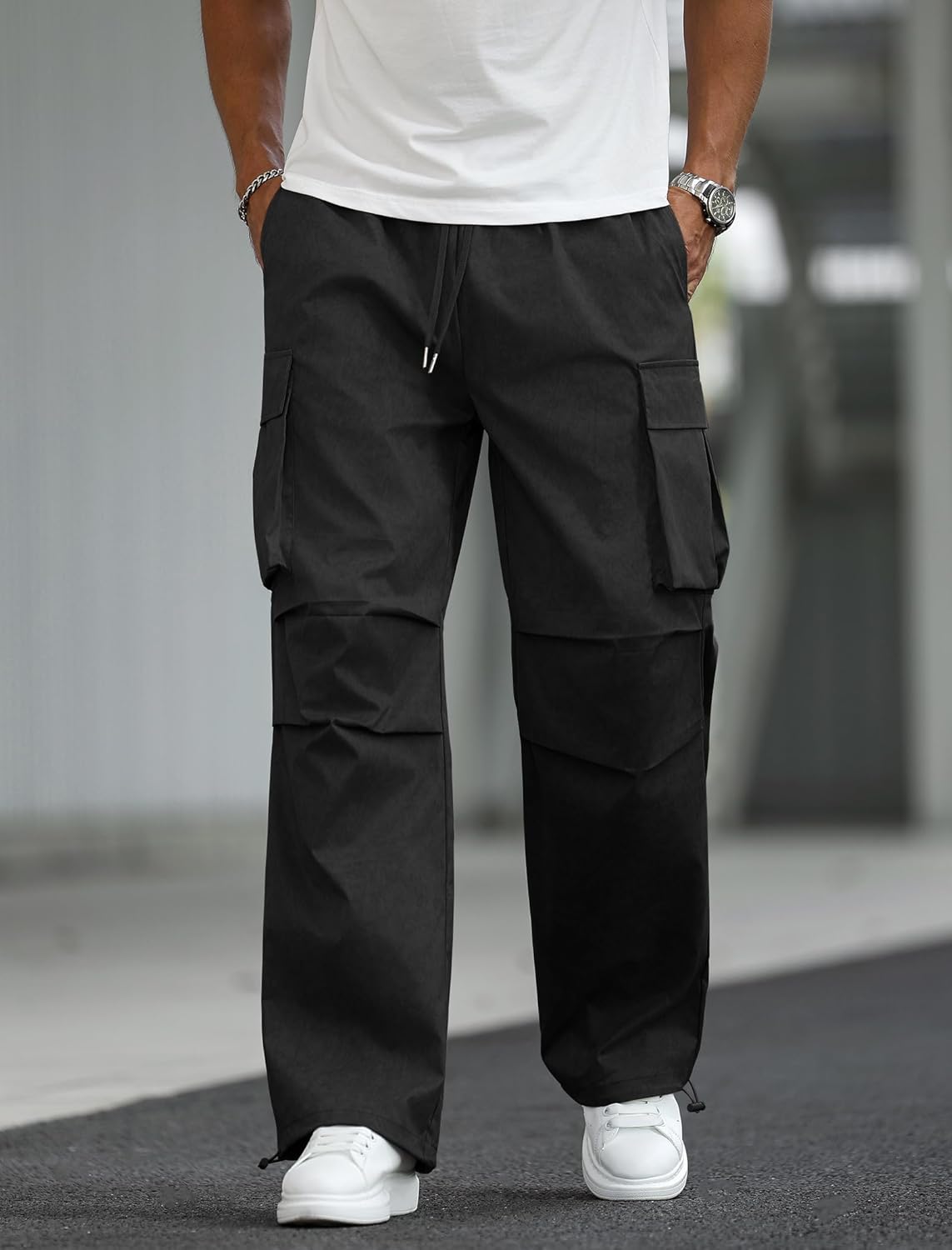 ZAFUL Men's Parachute Sweatpants Y2k Baggy Track Pants Drawstring Wide Leg Casual Trousers Streetwear - Image 3