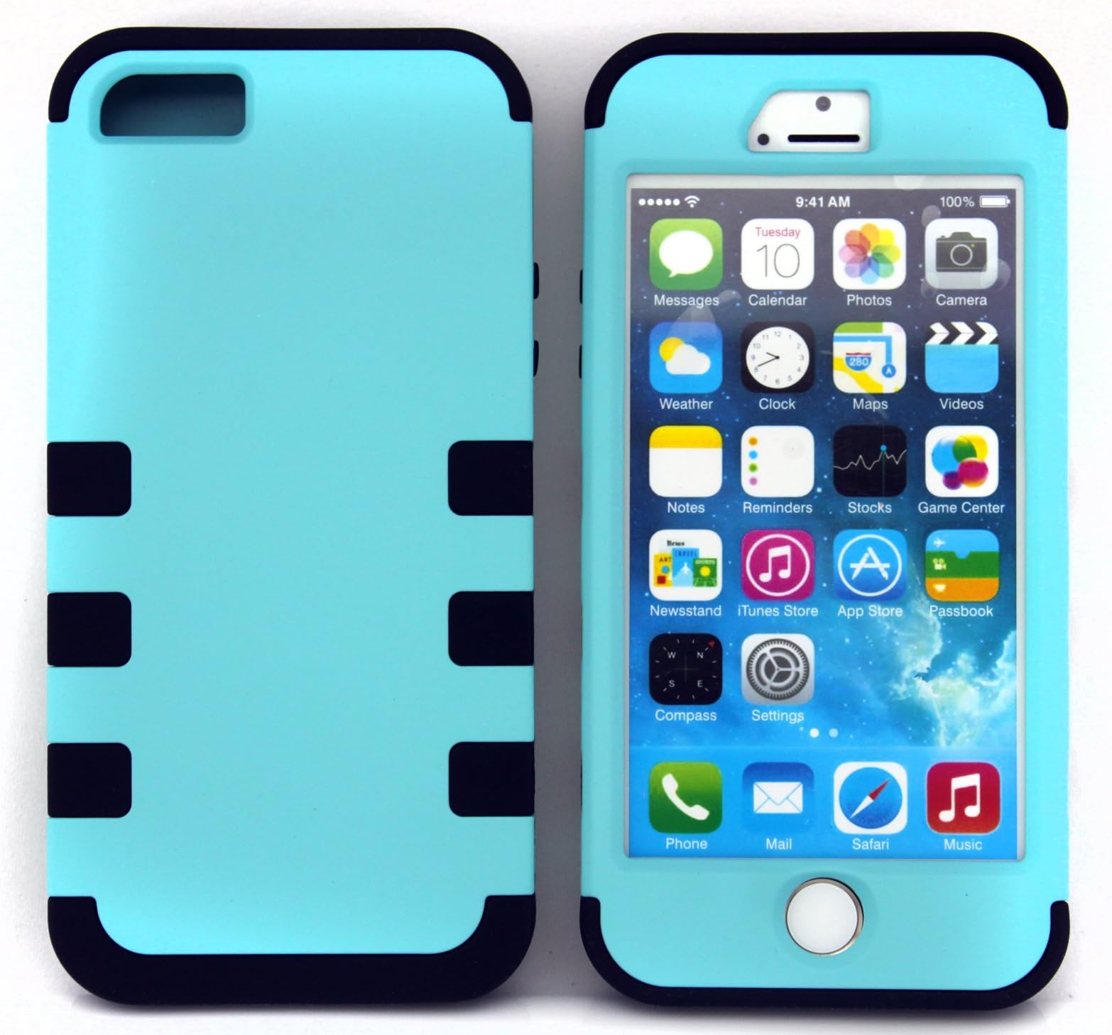 Microtimes Hybrid Robot Silicone + pc 3 in1 shockproof Protection Case Cover for iphone 5/5s(3 in1 Combo Sky Blue)