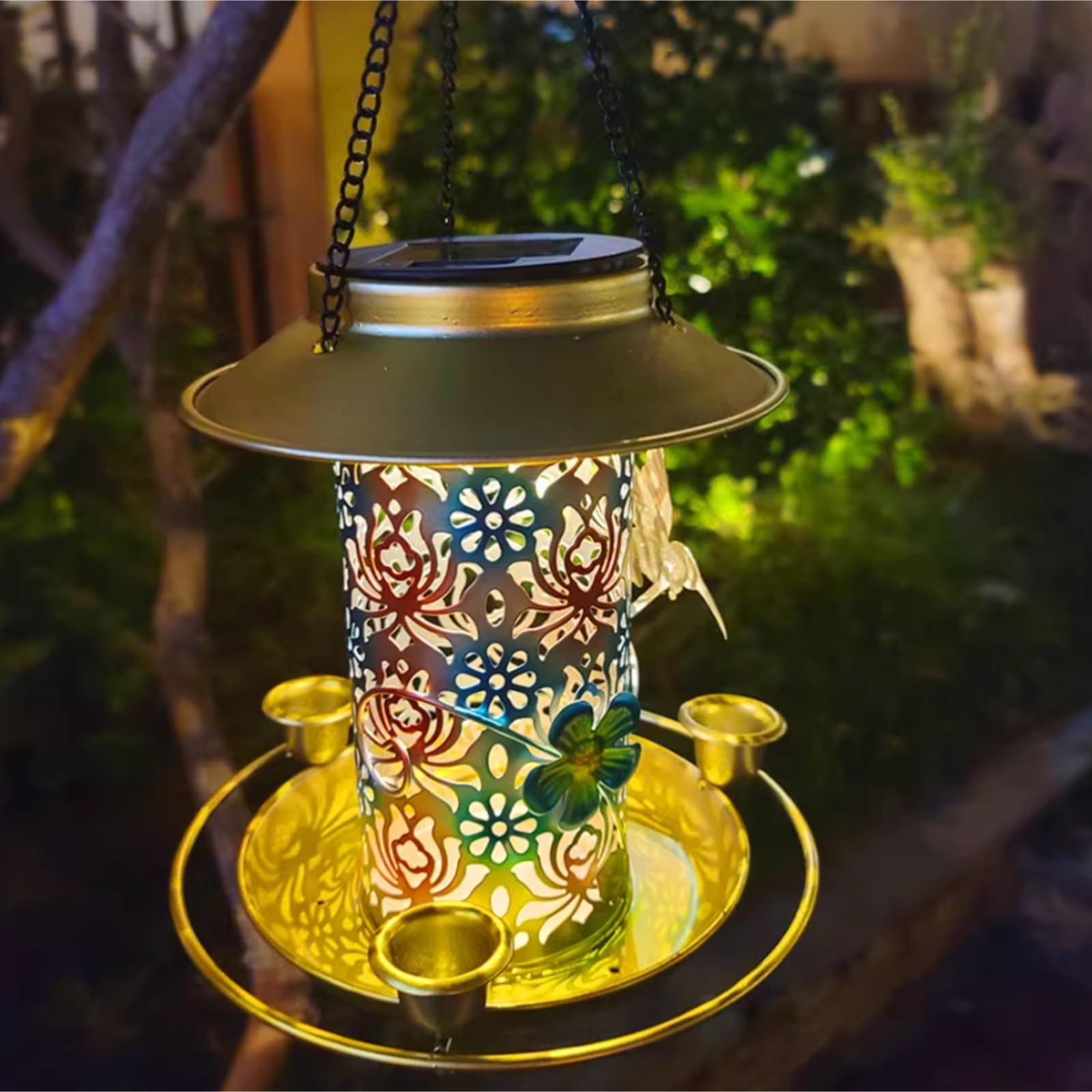 Decorazione Da Giardino Mangiatoia For Uccelli Solare For Esterni Lanterna Da Giardino In Metallo Sospesa Con Gancio A S Per Giardino E Balcone