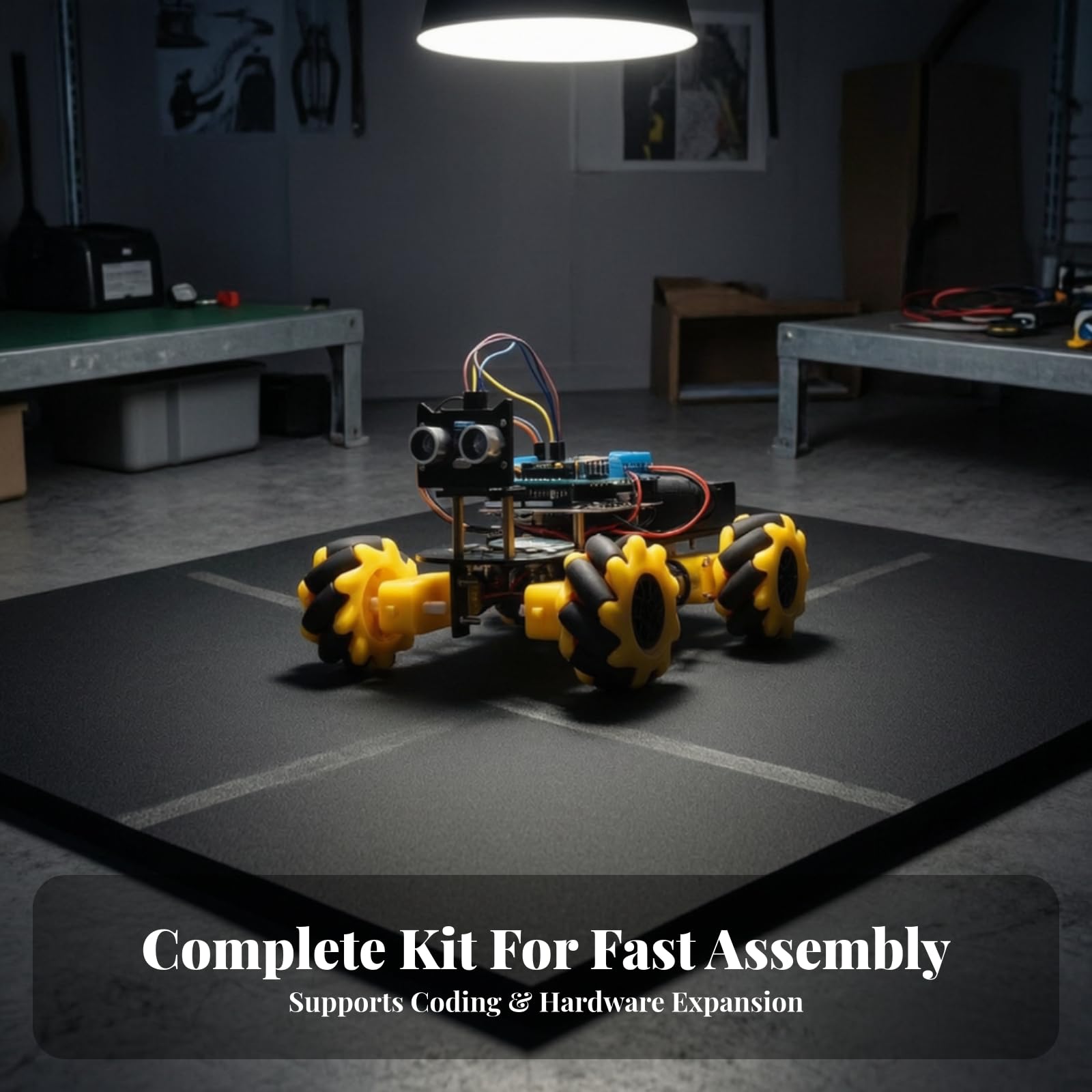 Kit Bricolaje Robótica Compacto | Movimiento Multidireccional, Kit Robot con Chasis Abierto y Ultrasónico, para Principiantes, Juguete Educativo