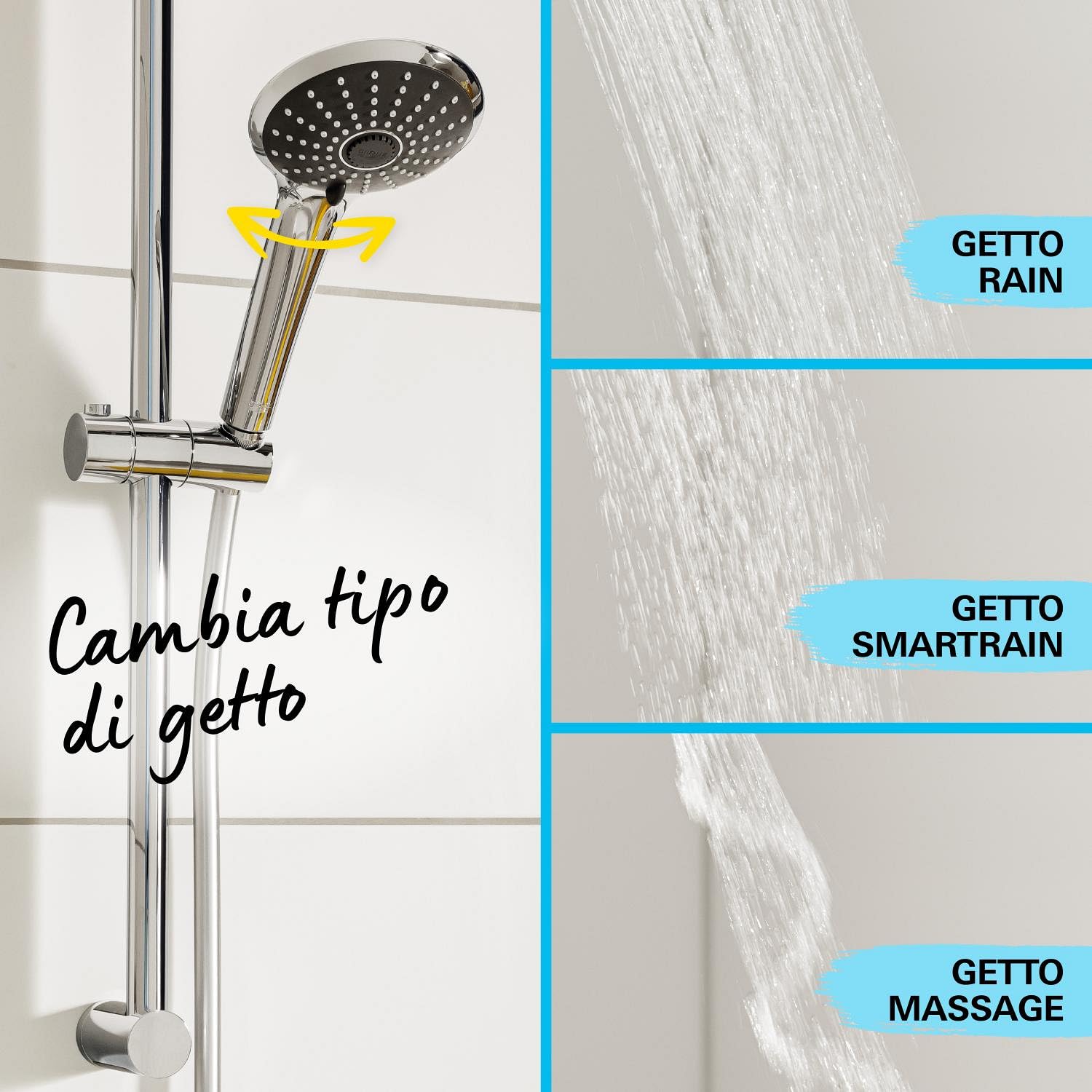 Grohe 27319000, Manopola Doccia a 2 Getti con Dimmer