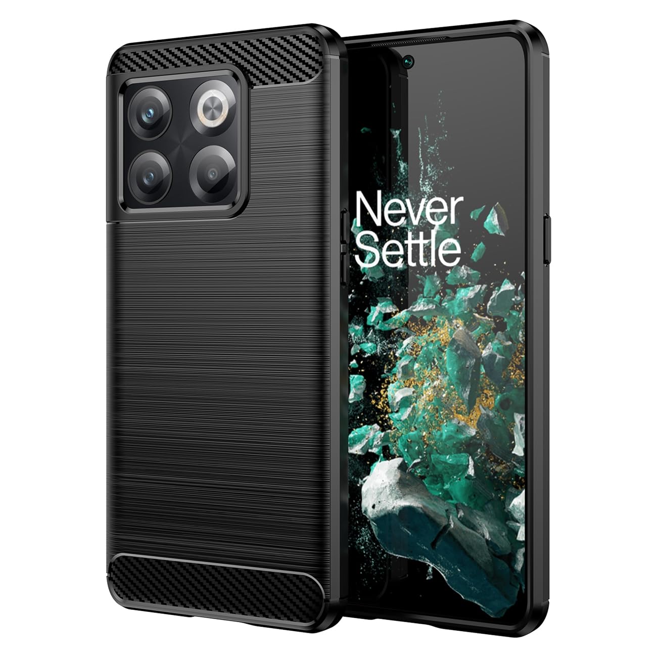 Case for OnePlus 10T 5G Case, for OnePlus Ace Pro Case, CPH2415 Carbon Fiber Case Slim Soft TPU Case Shock-Absorption Protective Shockproof Phone Cover for OnePlus 10T 5G Black