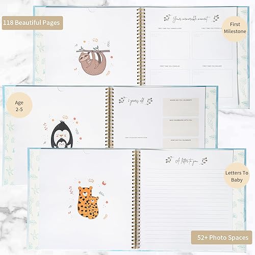 Miniatura 4 de Libro de recuerdos para bebés niños y niñas, primer libro de recuerdos de 5 años para padres primerizos, libro de recuerdos para bebés y niños para