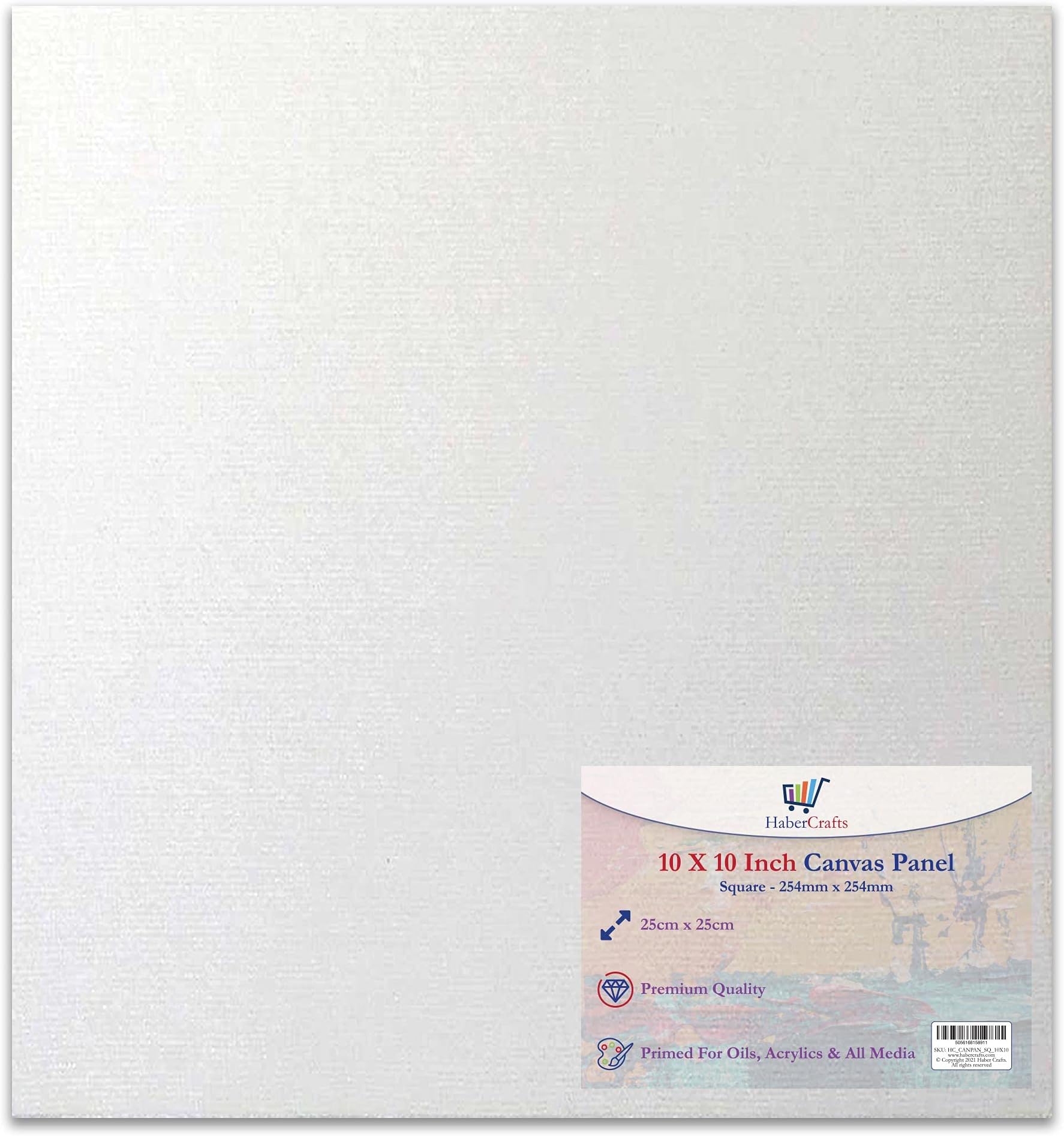 10 X 10” / 25 x 25cm Canvas Panel Stretched Blank Canvas Board Primed Artist Boards 100% Cotton for Oil Paint Acrylic Painting Mixed Media White Canvases Painting Panel (10x10 Inch - 1 Board)