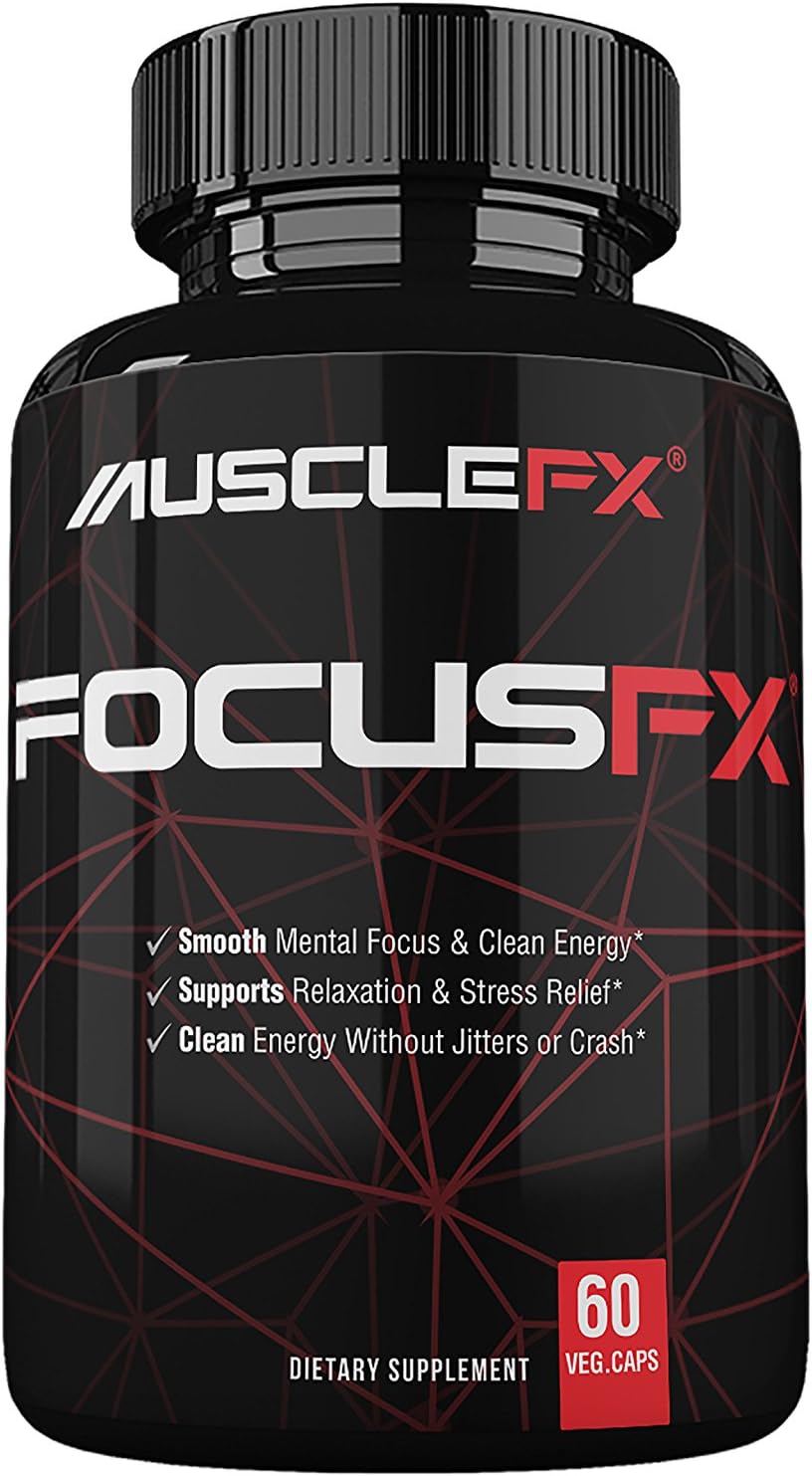 Muscle FX Focus FX Energy & Brain Supplement - Caffeine with L-Theanine for Energy & Focus - Memory Focus Pills - Nootropics Brain Support Supplement for Cognitive Performance - No Crash & Jitters