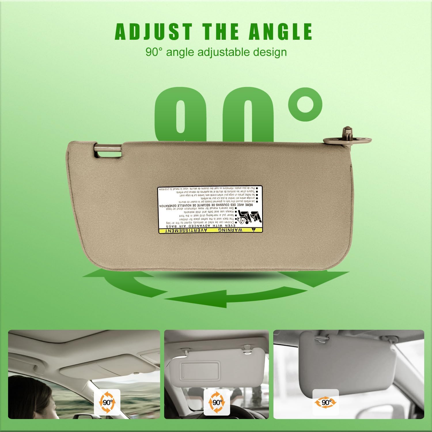Sun Visor for Nissan Frontier Xterra 2000 2001 2002 2003 2004 Sun Shade Replacement 96401-7Z803 (Left&Right Side (Beige))