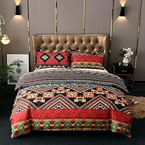 Juego de funda de edredón de 3 piezas, estilo suroeste, estilo geométrico, juego de ropa de cama suave de calidad de hotel, funda de edredón con